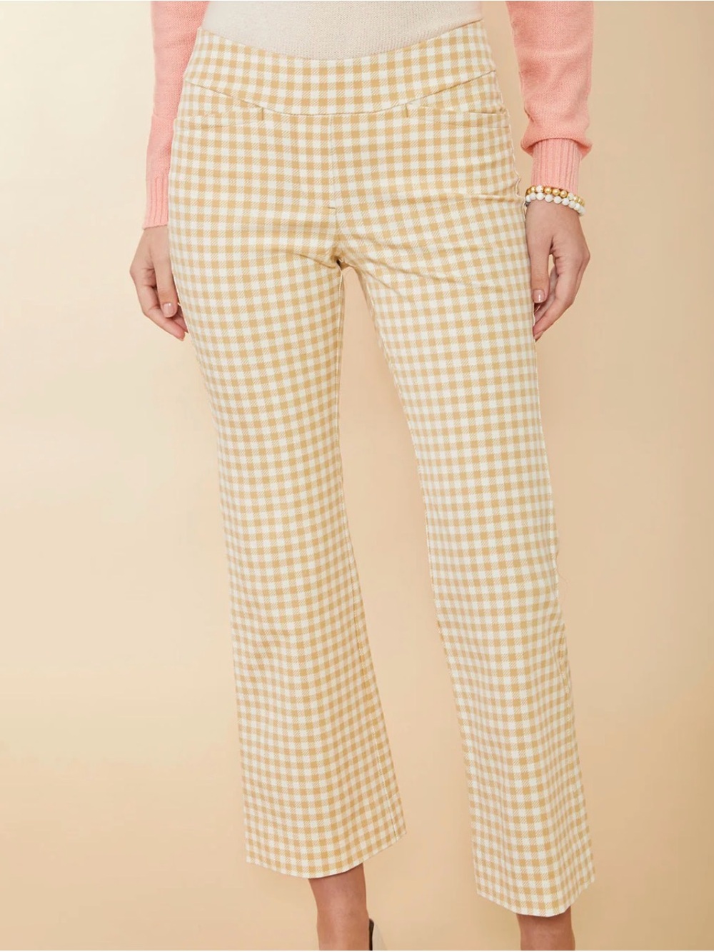 Spartina 449 Marin Kick Flare Clare Gingham Taupe
